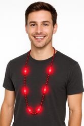Red Light-Up Bead Necklace - 32.5" Team Spirit Accessory